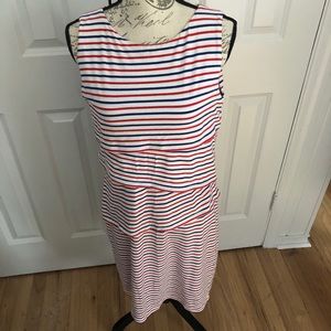 Sleeveless dress in red white and blue